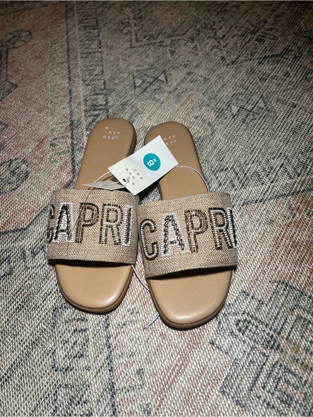 a new day Beige Capri Embellished Slide Sandals